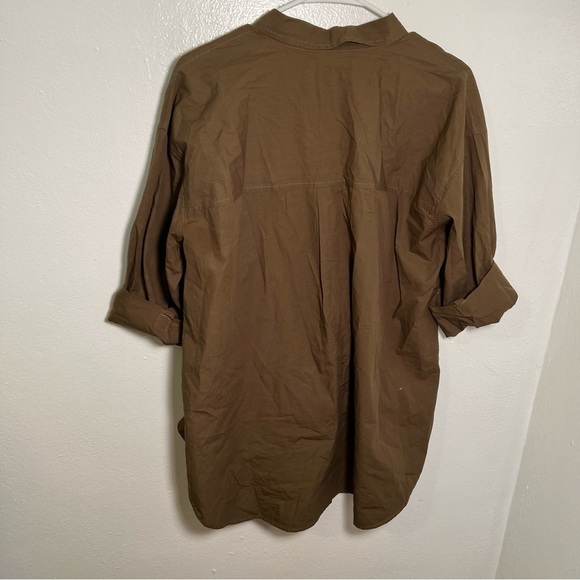 Melrose and Market Collared Poplin Shirt Olive Moss - Picture 9 of 15